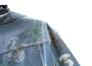 Floral flower design denim jacket