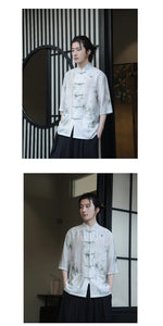 Premium silk bamboo forest Tang shirt