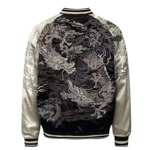 Hyper premium smoke dragon embroidery sukajan souvenir jacket