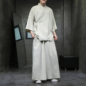 "iro" shirt + wide harem pants set