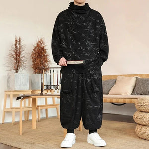 "fúman" two piece sweater and harem pants set