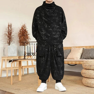 "fúman" two piece sweater and harem pants set