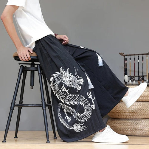 Wide bushido ghost dragon pants