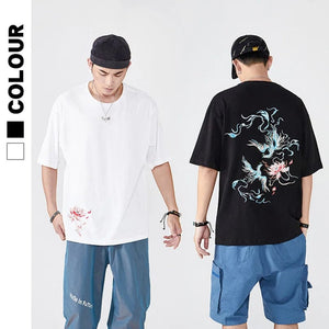 Embroidery dancing phoenix T-shirt
