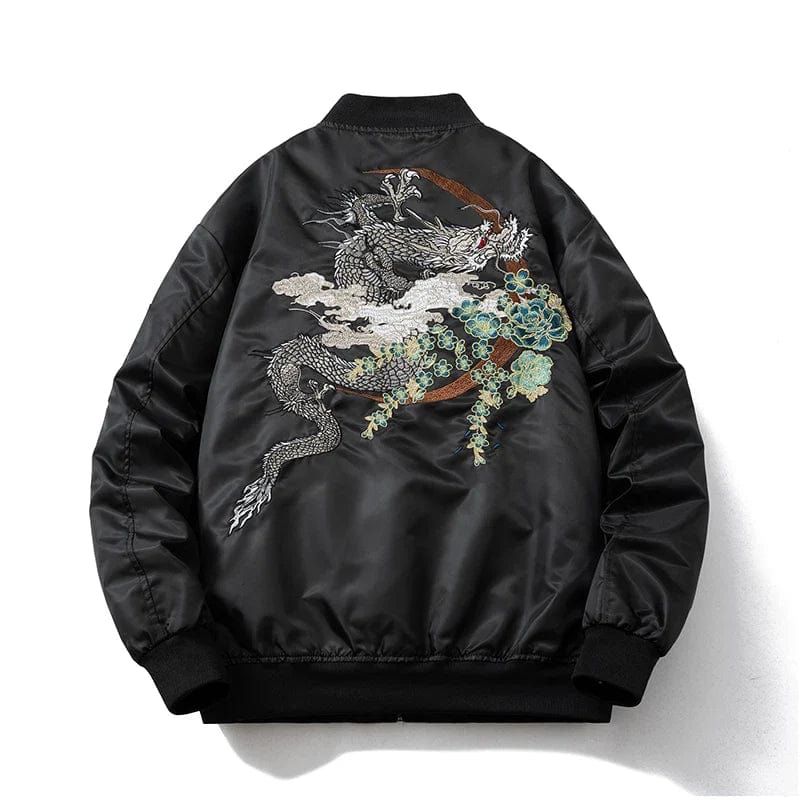 Men Embroidery Bomber Jacket Hip Hop Coat Rock Youth