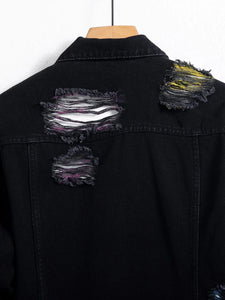 Vintage distressed ripped paint splash denim jacket