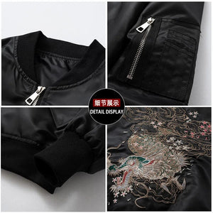 Elegant beast embroidery bomber jacket