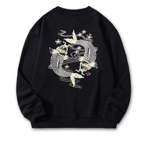 Embroidery circular carp hoodie / sweatshirt