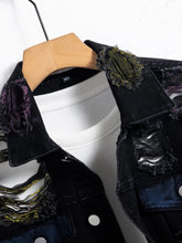 Load image into Gallery viewer, Vintage distressed ripped paint splash denim jacket