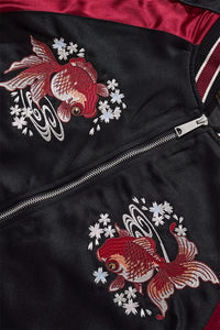 Premium embroidery gold fish sakura sukajan jacket