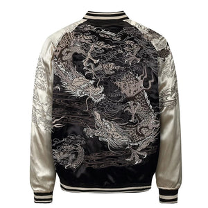 Hyper premium smoke dragon embroidery sukajan souvenir jacket