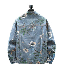Load image into Gallery viewer, Floral flower design denim jacket