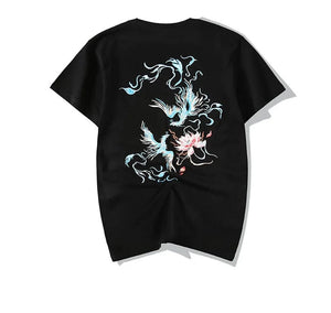 Embroidery dancing phoenix T-shirt