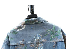 Load image into Gallery viewer, Floral flower design denim jacket