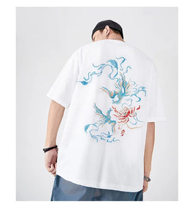 Embroidery dancing phoenix T-shirt
