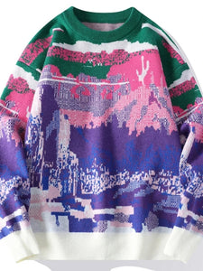 Abstract multi-color city sweater