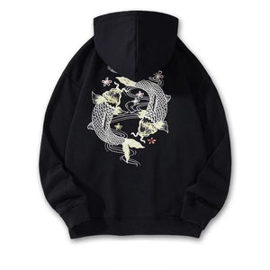 Embroidery circular carp hoodie / sweatshirt