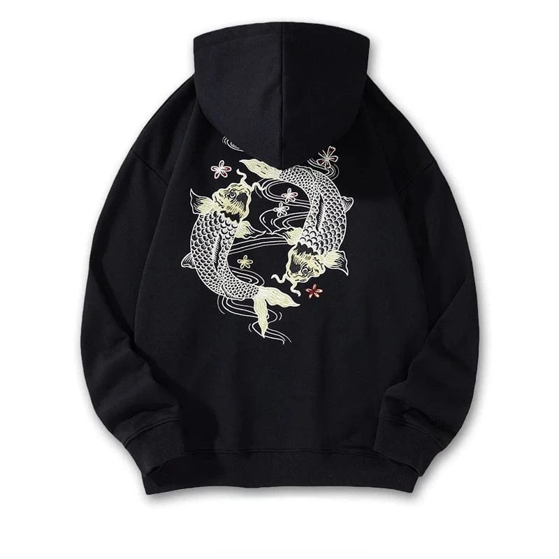 Embroidery circular carp hoodie / sweatshirt