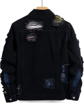 Load image into Gallery viewer, Vintage distressed ripped paint splash denim jacket