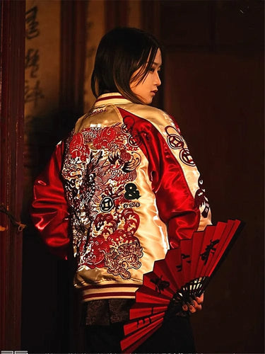 Hyper-premiums embroidery ruby dragon claw sukajan jacket