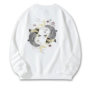 Embroidery circular carp hoodie / sweatshirt