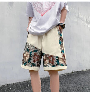 Embroidery floral design shorts