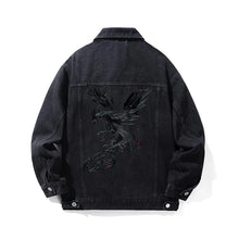 Load image into Gallery viewer, Dark phoenix embroidery denim jacket
