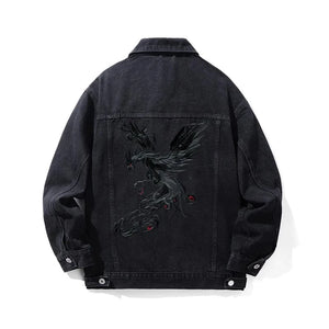 Dark phoenix embroidery denim jacket