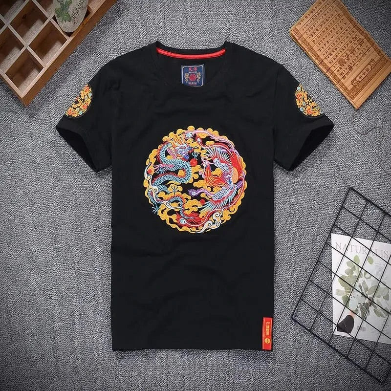 Embroidery Dragon & Phoenix T-Shirt