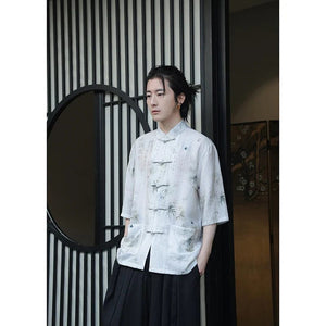 Premium silk bamboo forest Tang shirt