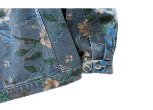 Floral flower design denim jacket