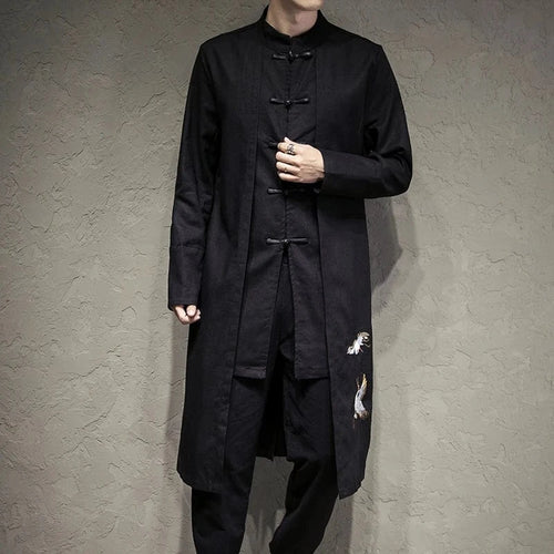 Chinese crane long Tang trench jacket