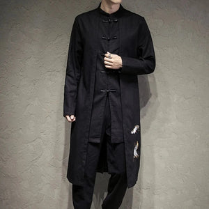 Chinese crane long Tang trench jacket