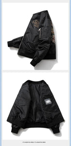 Elegant beast embroidery bomber jacket