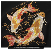 Load image into Gallery viewer, Twin carp embroidery T-shirt