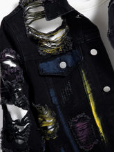 Load image into Gallery viewer, Vintage distressed ripped paint splash denim jacket