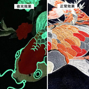 "Sōryū" embroidery denim vintage jacket