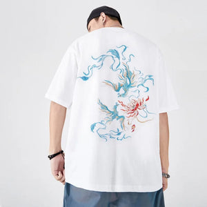 Embroidery dancing phoenix T-shirt
