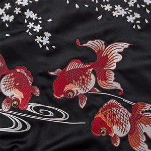 Premium embroidery gold fish sakura sukajan jacket