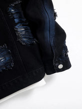 Load image into Gallery viewer, Vintage distressed ripped paint splash denim jacket