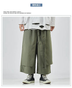 Solid baggy layered harem pants