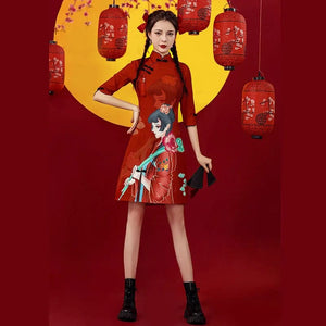 Ancient flower girl cheongsam qipao dress