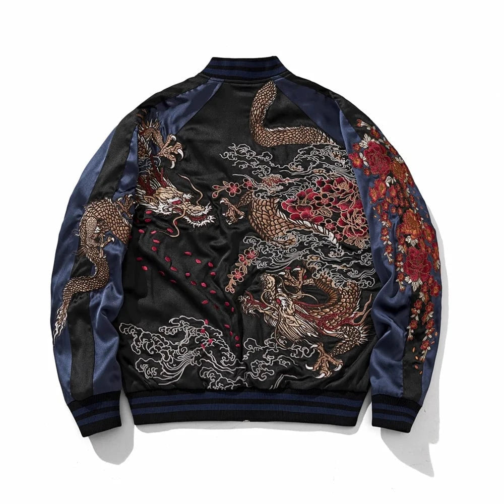 Premium twin dragon embroidery sukajan jacket