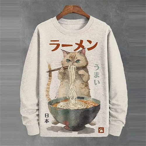 Neko ramen Japanese themed graphics sweatshirt