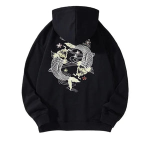 Embroidery circular carp hoodie / sweatshirt