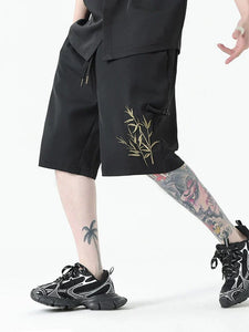 Embroidery bamboo shorts