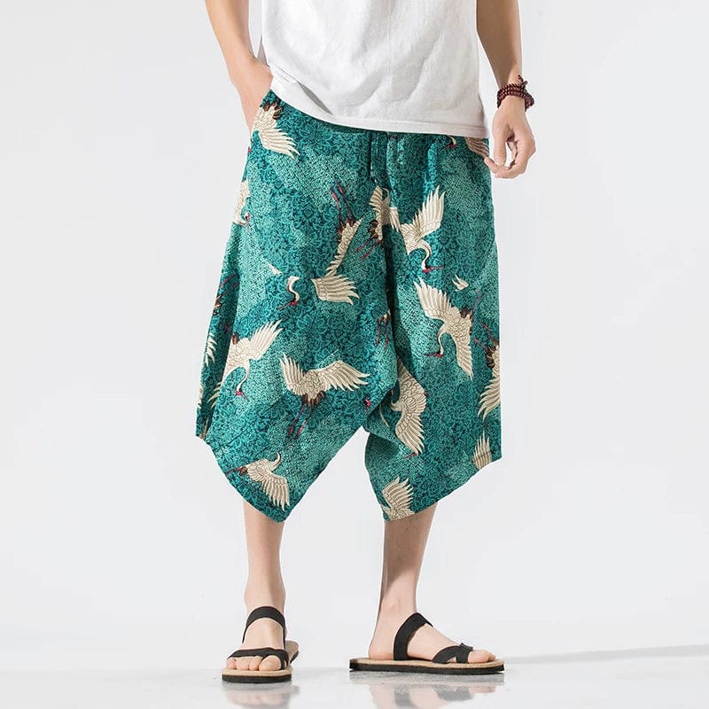 Colorful stork short length harem pants