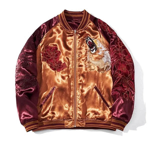 Hyper premium roaring lion embroidery sukajan jacket