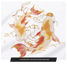 Load image into Gallery viewer, Twin carp embroidery T-shirt