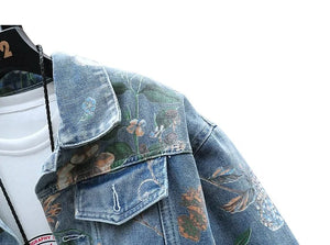 Floral flower design denim jacket